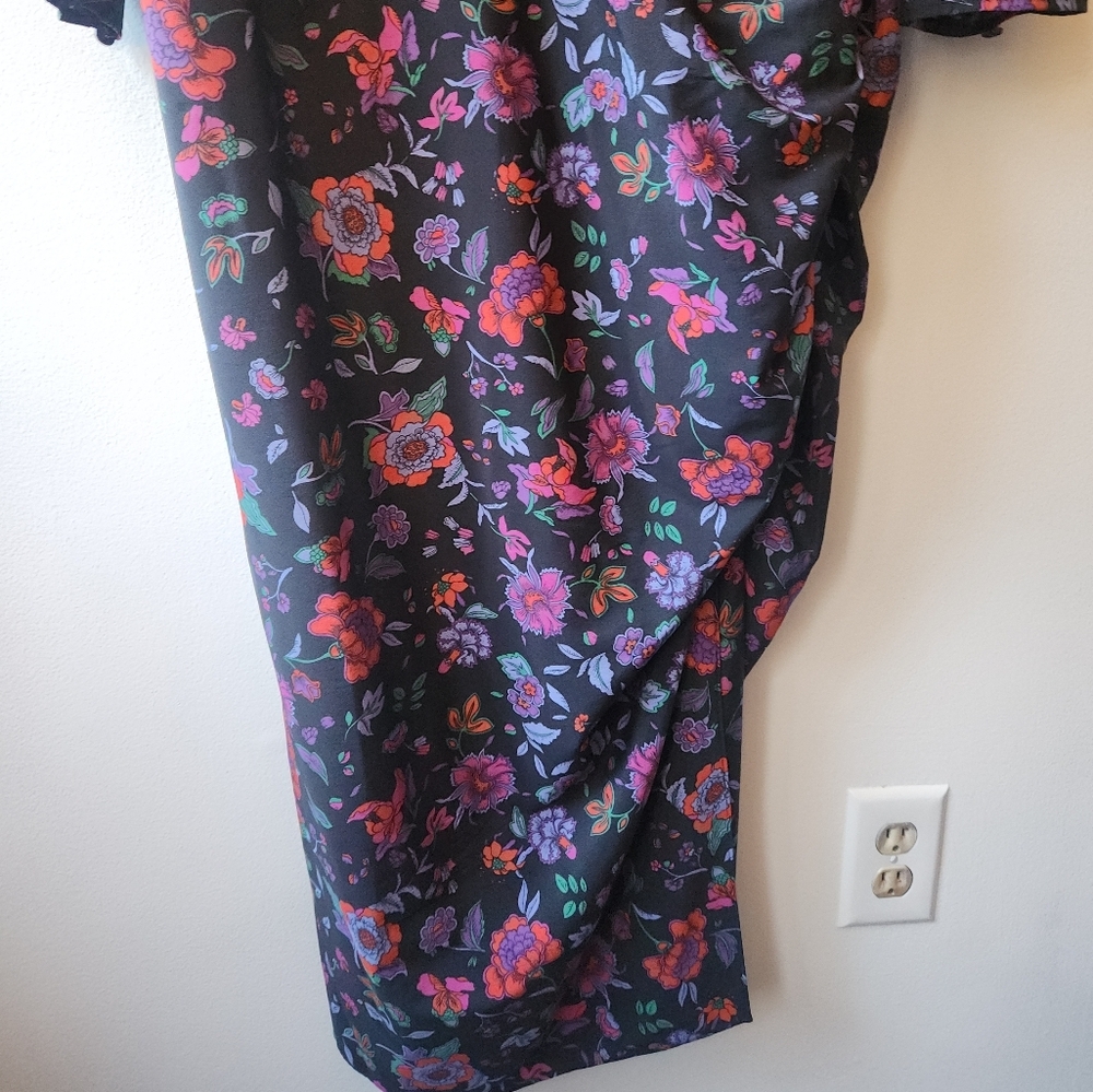 NWT Veronica Beard Selena Floral Sheath Maxi Ruched Silk Dress, size 20 - Picture 8 of 15